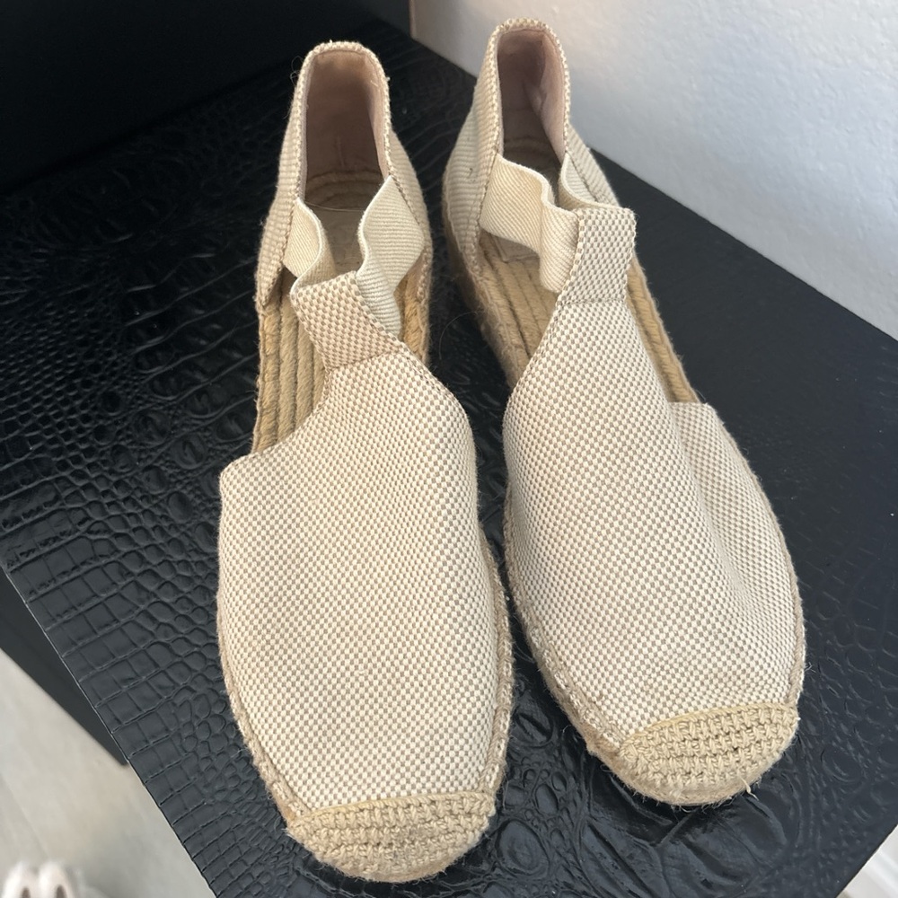 Tory Burch Tan Espadrille Wedges